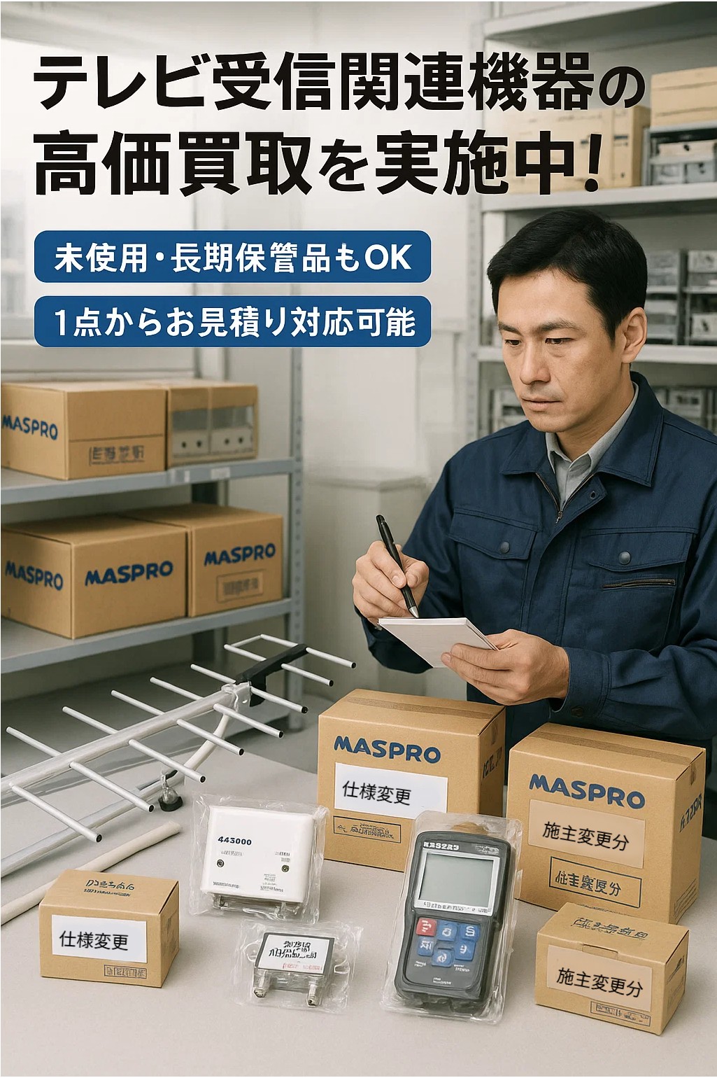 マスプロ製 各種テレビ受信機器の高価買取を実施中！